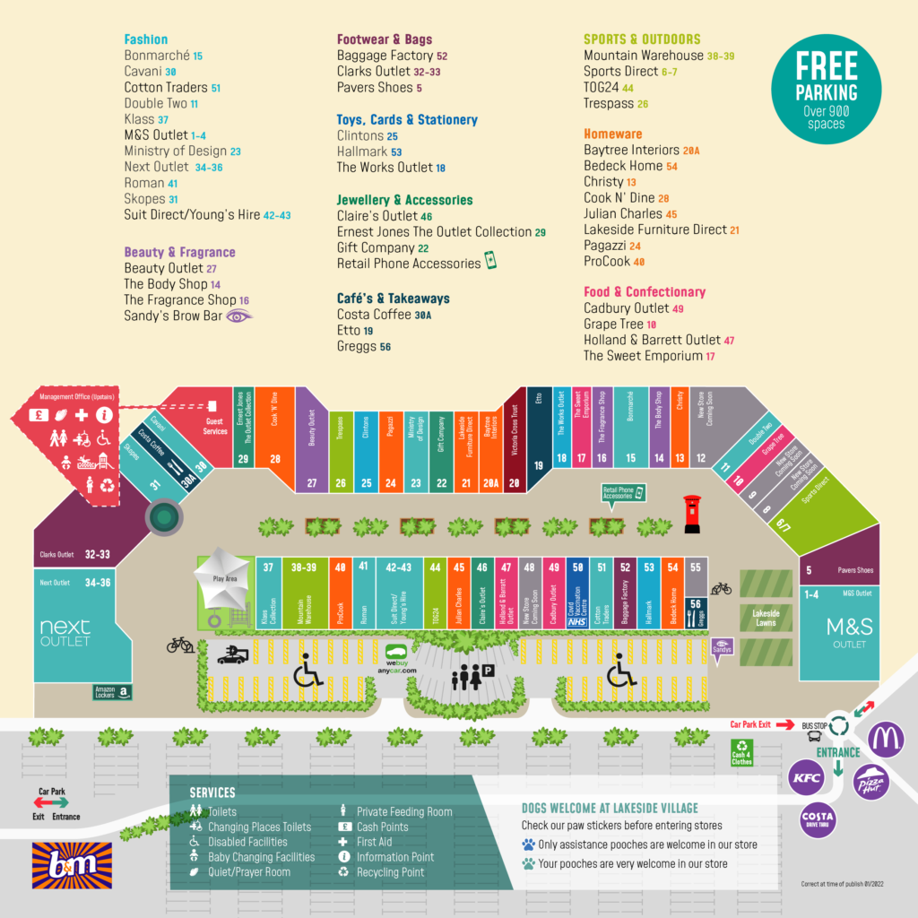 Lakeside Shopping Centre Map Centre Map Of Lakeside Village