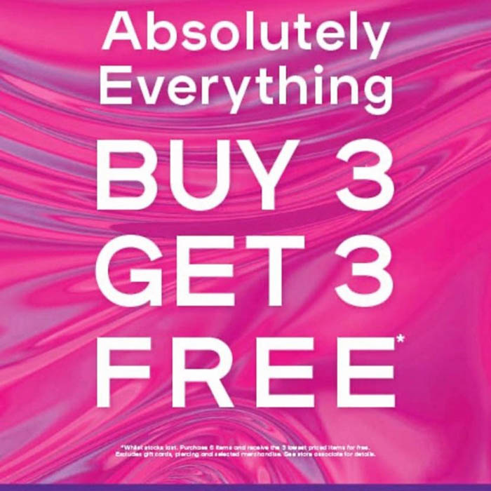 Buy 3 get 3 free @Calire’s Outlet