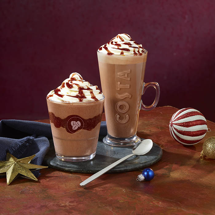 Black Forest Hot Chocolate Black Forest Frappe Costa Coffee Festive 2024