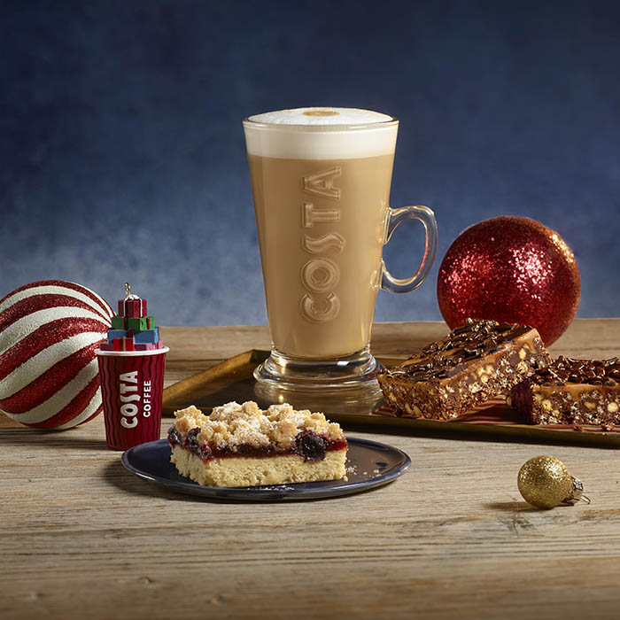 Costa Coffee Festive Spice Oat Hot Latte Billionaire Slice Winter Berry Crumble Costa Coffee Festive 2024